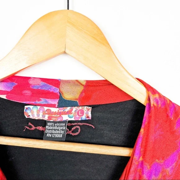 desigual azucena dress floral abstract ruched size large - Picture 6 of 7